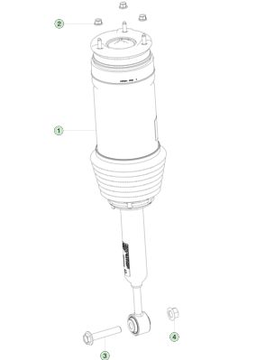 পশ্চাৎবর্তী অভিযোজিত এয়ার স্প্রিং মডিউল ডান হাত 1027067-00-D অ্যালুমিনিয়াম
