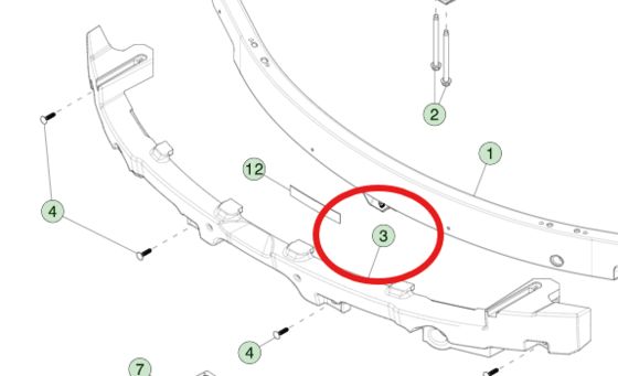 টেসলা মডেল 3 (2023+) 1741046-00-F এর জন্য বাম্পার বিম ফোম